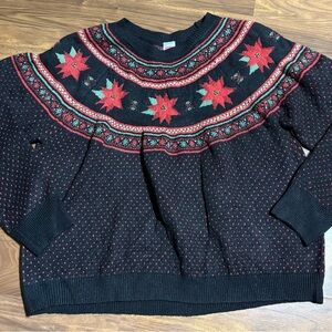 Holiday Time Black and Red Women's Sweater